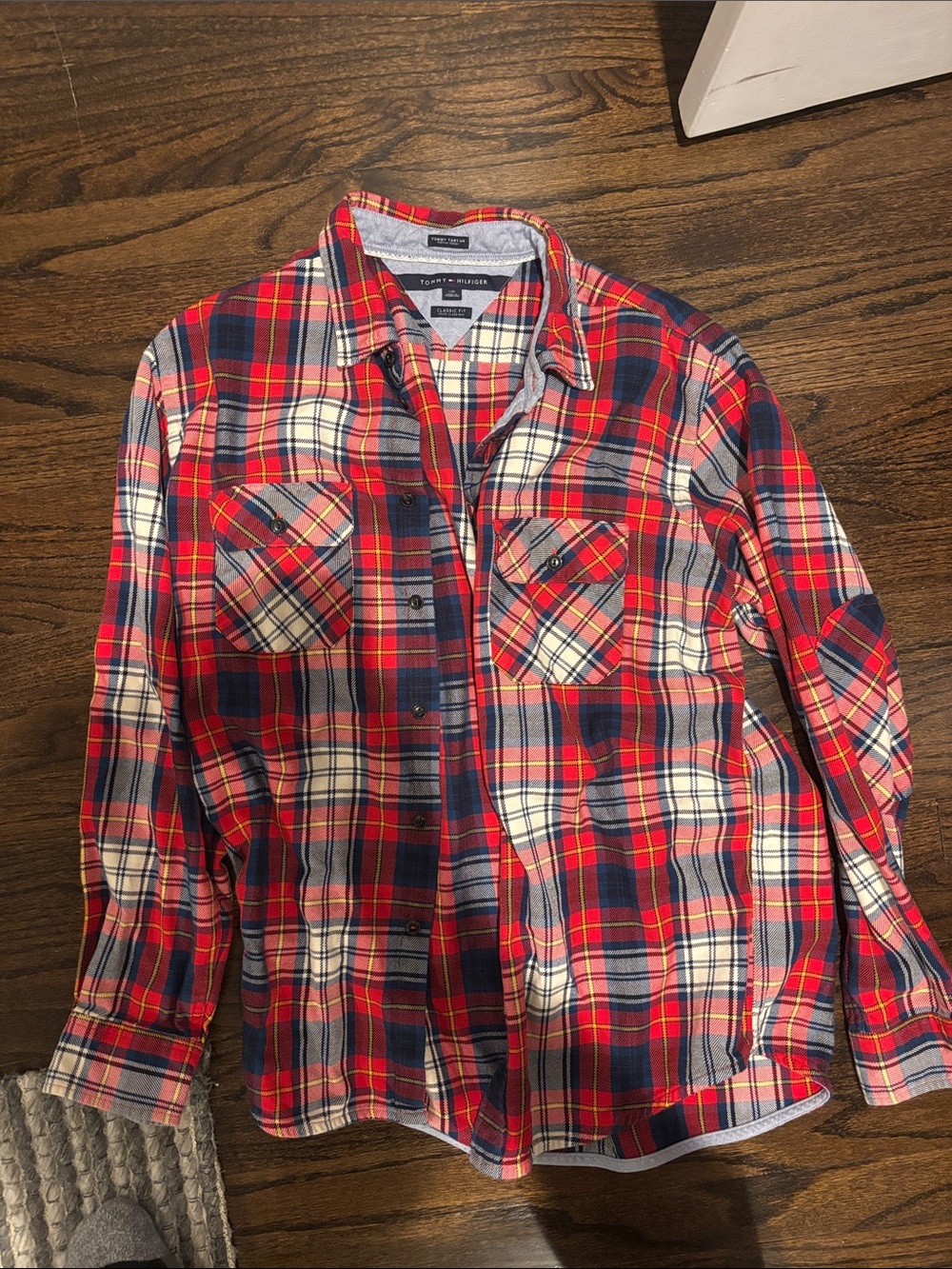 Tommy Hilfiger Red Navy White Plaid Button-Down Shirt